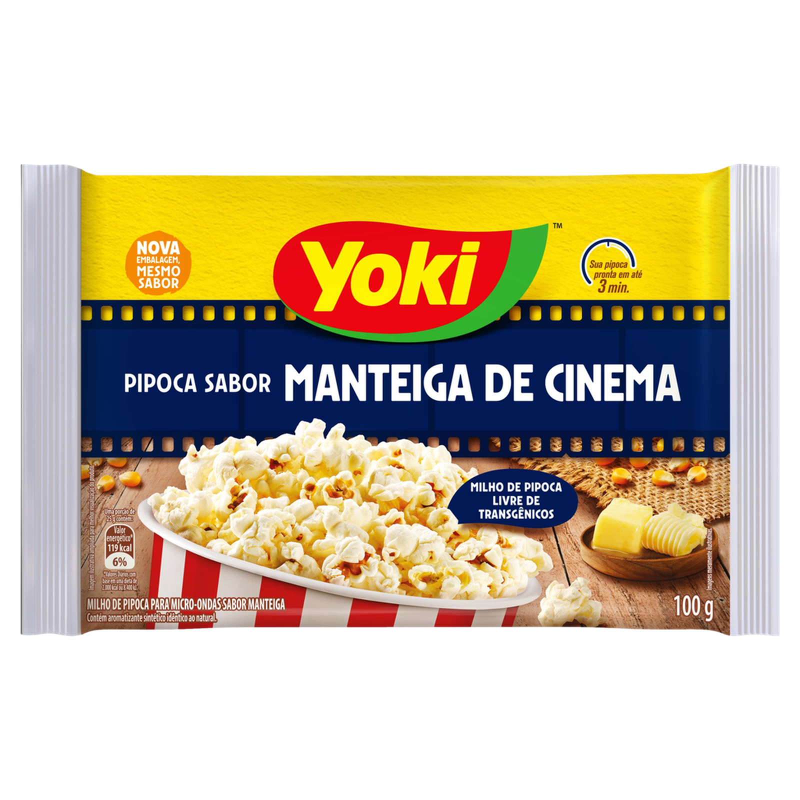 Milho de Pipoca para Micro-Ondas Manteiga de Cinema Yoki Pacote 100g