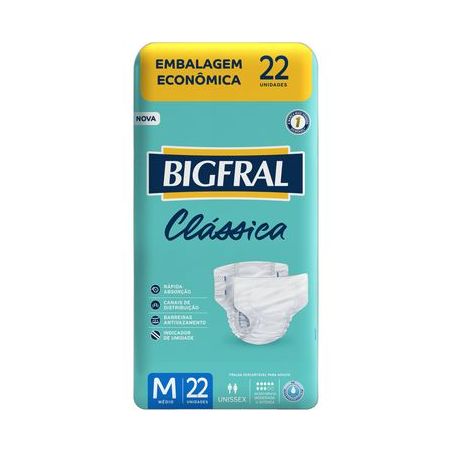 Fralda Descartável Bigfral Clássica M Com 22
