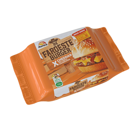 Sanduiche aurora faroeste burger x cheddar com cebola caramelizada 145g
