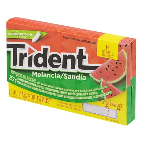 Chicle trident sem acucar melancia 25.2g