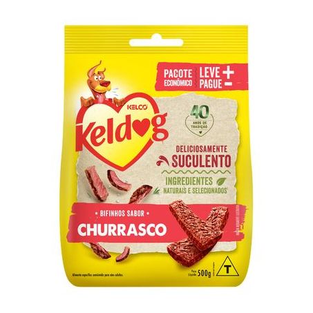 Alimento para Cães Adultos Keldog Bifinhos Sabor Churrasco Pacote 500gr