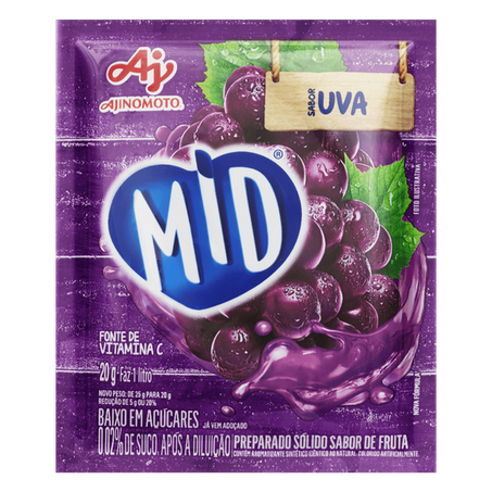 Resfresco em pó uva mid pacote 20g