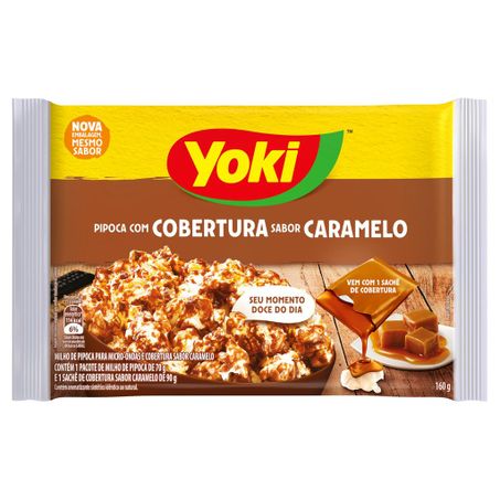 Pipoca popcorn cobertura de caramelo yoki 160g