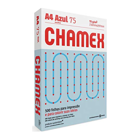 PAPEL SULFITE A4 210 x 297MM 75G CHAMEX AZUL C/500FLS