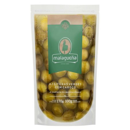 Azeitona Malaguena 100g Doypack Verde Com Caroco