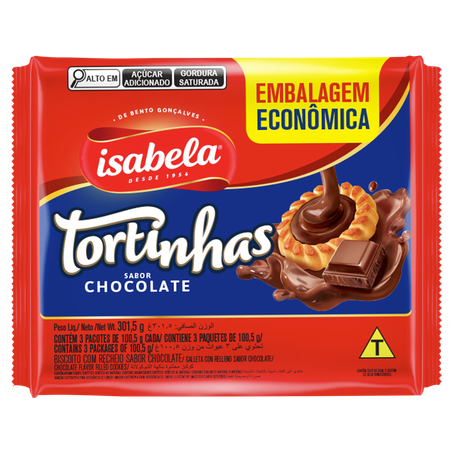 Biscoito Isabela Tortinhas Chocolate 301,5G Embalagem Econômica