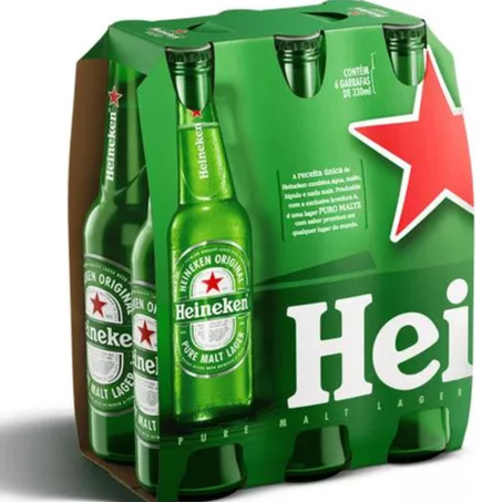 Cerveja long neck 330ml heineken pcc/06un