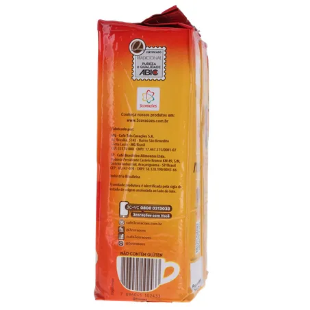 Cafe 3 coracoes tradicional vacuo lv500g pg 475g 360-10