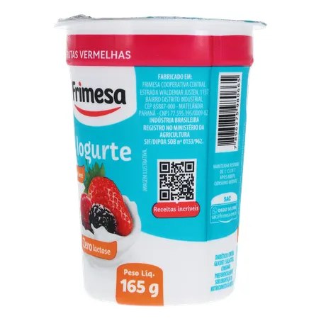 Iogurte Frimesa Zero Lactose Frutas Vermelhas 165g 
  360-5