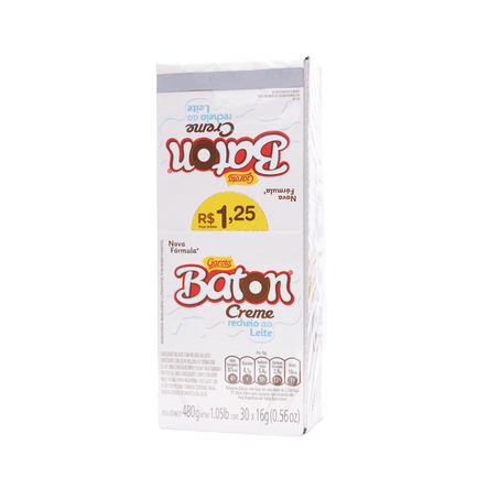 Choc baton garoto creme rech leite 30un 360-3