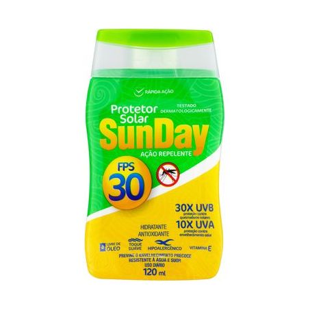 PROTETOR SOLAR SUNDAY FPS 30 C/REPELENTE 120ML