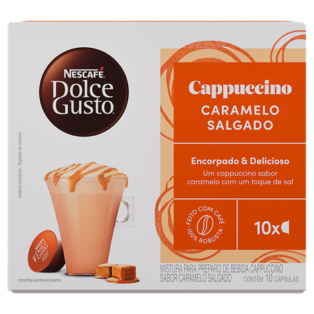Café em Capsulas Nescafé Dolce Gusto Cappuccino Caramelo Salgado 175g com 10 unidades