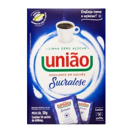 Adoçante em pó União Sucralose sachê 30g - 50 unidades