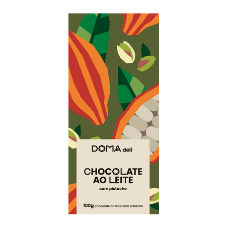 Chocolate ao leite com pistache doma 100g