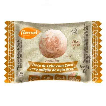 Bolinha flormel doce de leite coco zero 10g.