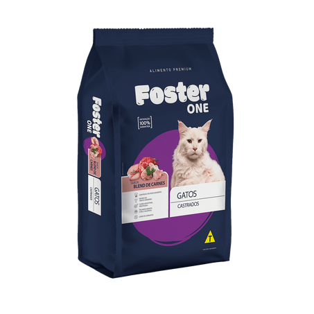 Ração gatos castrados blend carne foster 1kg