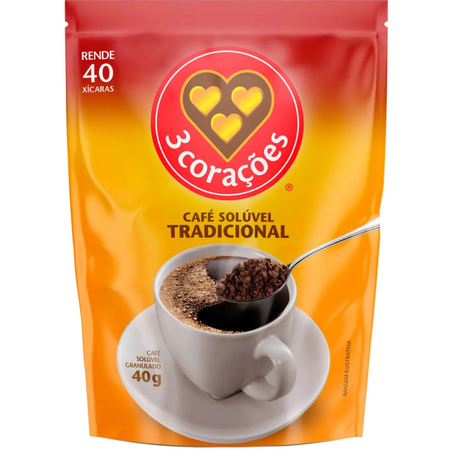 Cafe soluvel sache 3 coracoes 40g granulado
