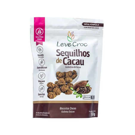 BISCOITO SEQUILHO DE CACAU S/GLUTEN LEVE CROC 120G