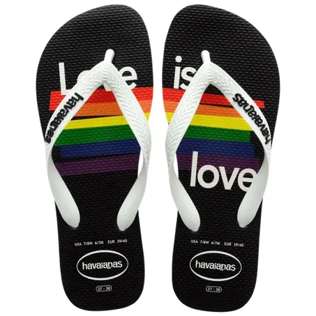 Chinelo hav top pride preto branco 35/36