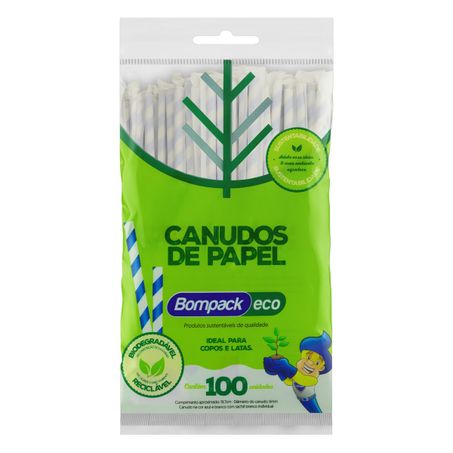 CANUDO PAPEL DESCARTÁVEL AZUL E BRANCO BOMPACK ECO