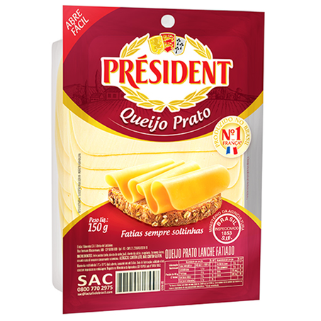 QUEIJO PRATO PRESIDENT FATIADO 150G