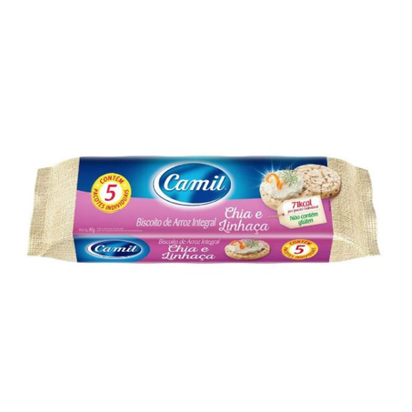 Biscoito Camil Arroz Integral Chia E Linhaça 90G