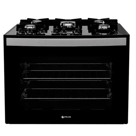 ATLAS FOGAO A GAS 5Q GLASS PRETO EMBUTIR 300000466