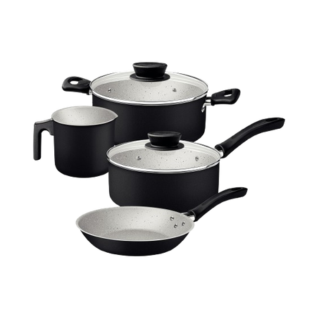 PANELA TRAMONTINA LINZ ALUMINIO PRETA JG.4PCS