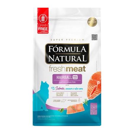 Ração Fórmula Natural Fresh Meat Hairball para Gatos Adultos Sabor Salmão 1 Kg