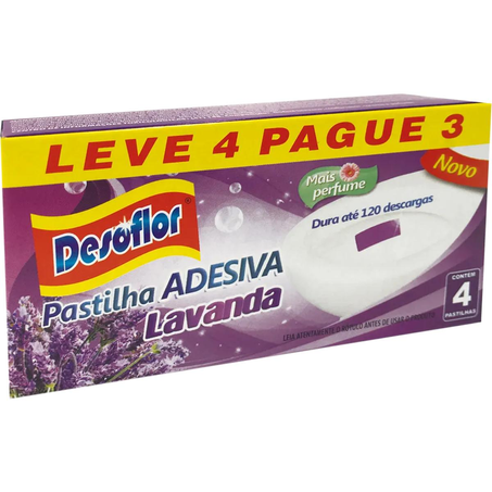 Desodorizador Pastilha Adesiva Desoflor Lavanda - Leve 4, Pague 3 Desodorizadores
