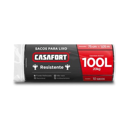 Saco de Lixo Casafort Embalagem Econômica 100 Litros Embalagem 25un