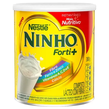 Composto lacteo ninho forti+ com fibras lata 380g.