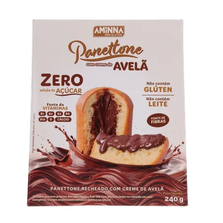 PANETONNE AMINNA S/GLÚTEN CREME DE AVELÃ 240G 360-0