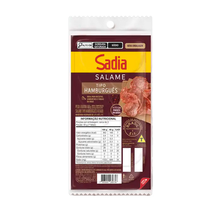 Salame Sadia Hamburgues Fatiado Pacote 100G