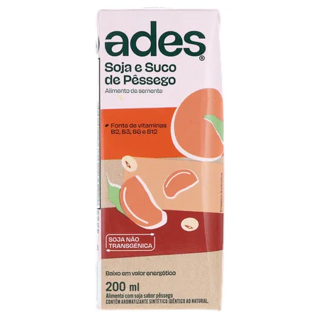 Bebida Soja Ades Pêssego Caixa 200ml 
  360-0