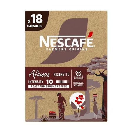 Café Torrado e Moído em Cápsulas Nescafé Africas Ristretto Caixa 18un