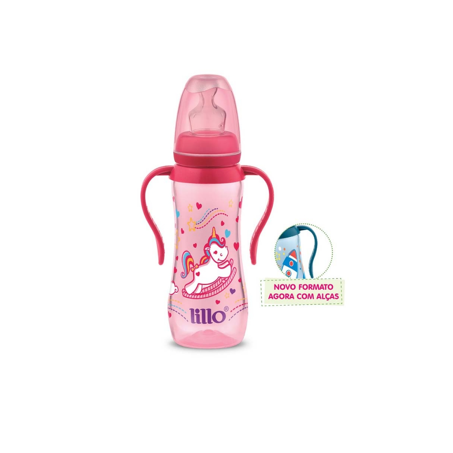 Mamadeira sonho com alça anatômica rosa lillo 240ml