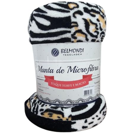 Manta belmondi estampada econômica casal 180x200cm