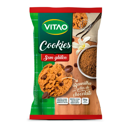 Biscoito Vitao Cookies Sem Glúten Castanha Para Pacote 80G