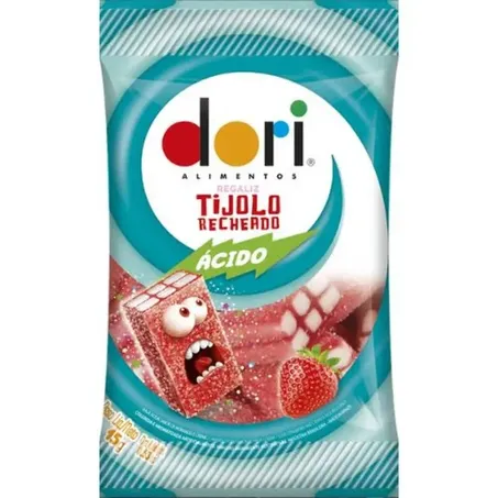Bala Dori Gelatina Regaliz Tijolo Acido Pacote 60g 
 