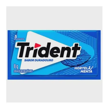 Goma de mascar hortela menta trident 5 unidades pacote 8g