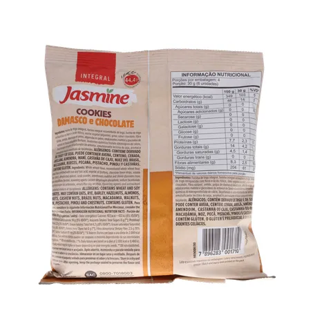 BISCOITO JASMINE COOKIES ZERO AÇÚCAR DAMASCO C/CHOCOLATE 120G 360-18