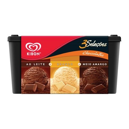 Sorvete kibon 1.5l 3 selecoes chocolate