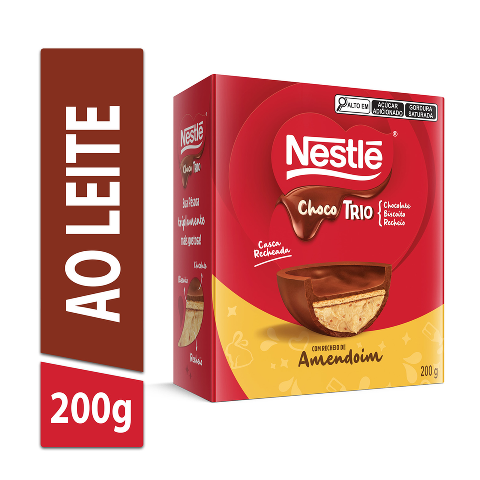 Ovo de Páscoa Nestlé Choco Trio Com Recheio de Amendoim 200g