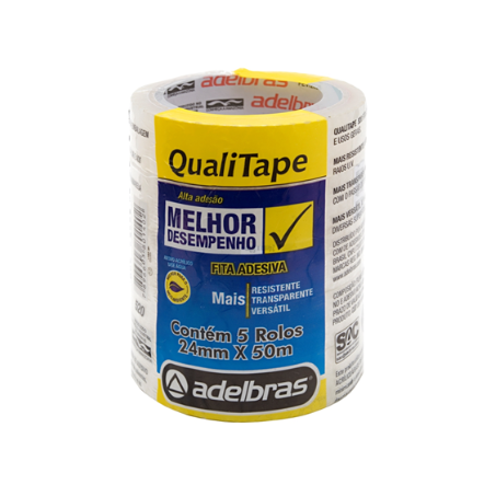 FITA ADESIVA TRANSPARENTE 48MM X 50M QUALITAPE 520 ADELBRAS