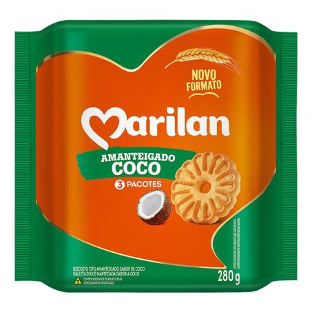 Biscoito Marilan Amanteigado Coco Pacote 280g 
 