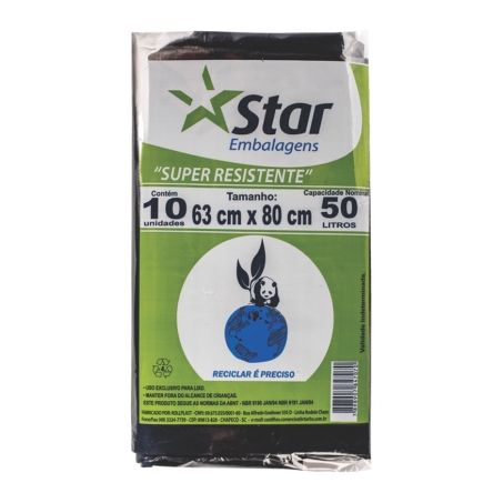 Saco de lixo star 50l c/10