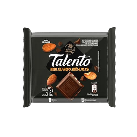 Choc barra talento garoto meio amarg 85g