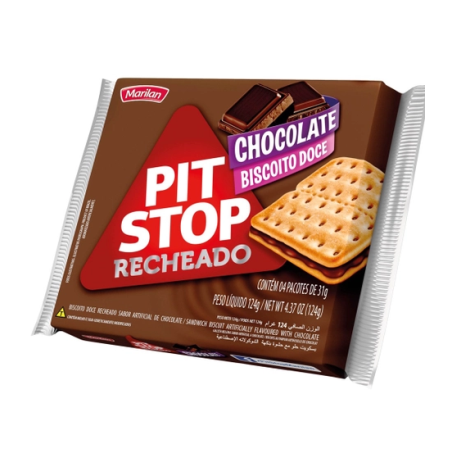 Biscoito recheado chocolate pit stop marilan 98g