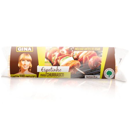 Espeto churrasco gina 25cm c/100